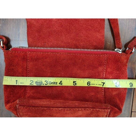 ASOS Red Suede Mini Crossbody Bag – Small Shoulder Purse - Picture 10 of 14
